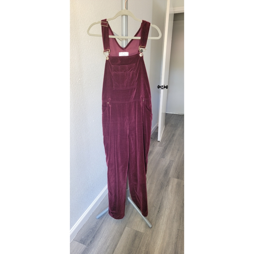Real Comfort Maroon Velvet Overalls